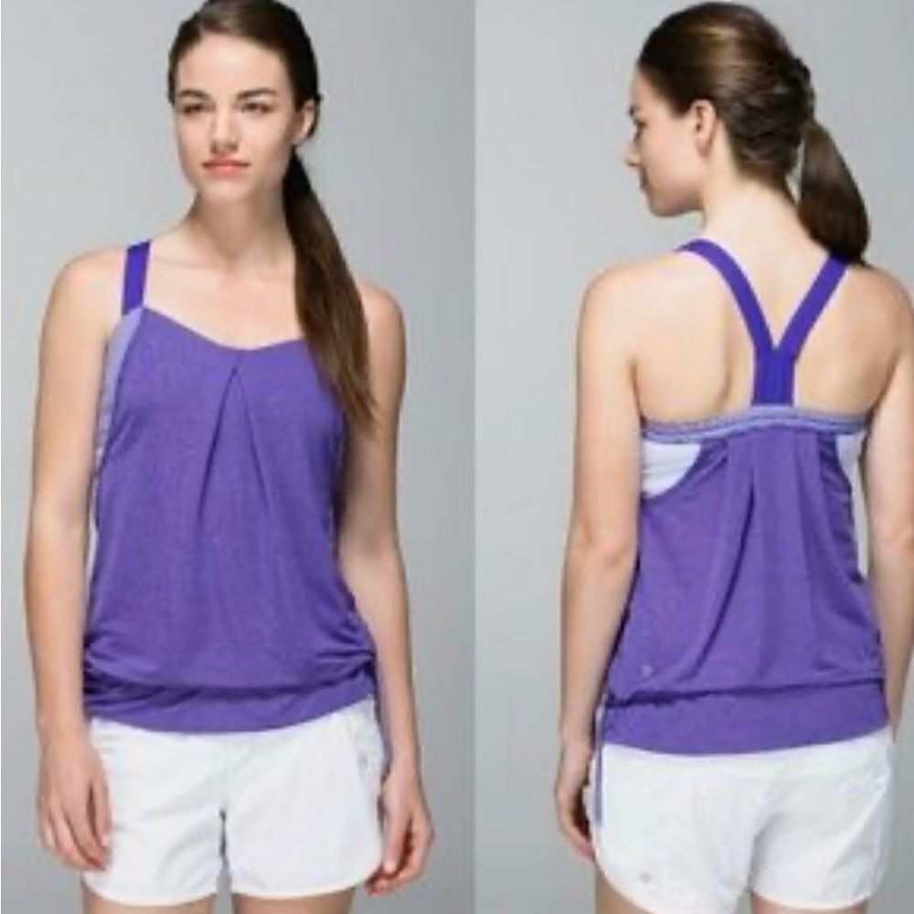 Lululemon purple Rest Less tank with attached sports bra EUC size 6
